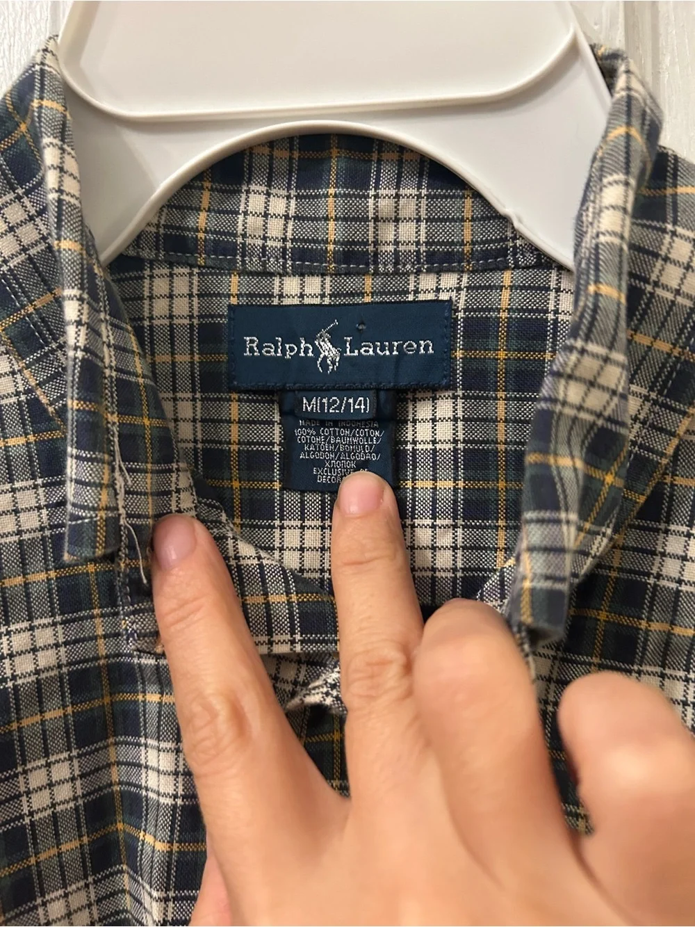 Polo Ralph Lauren Check Print Button Down Sport Shirt Size M youth 12-14